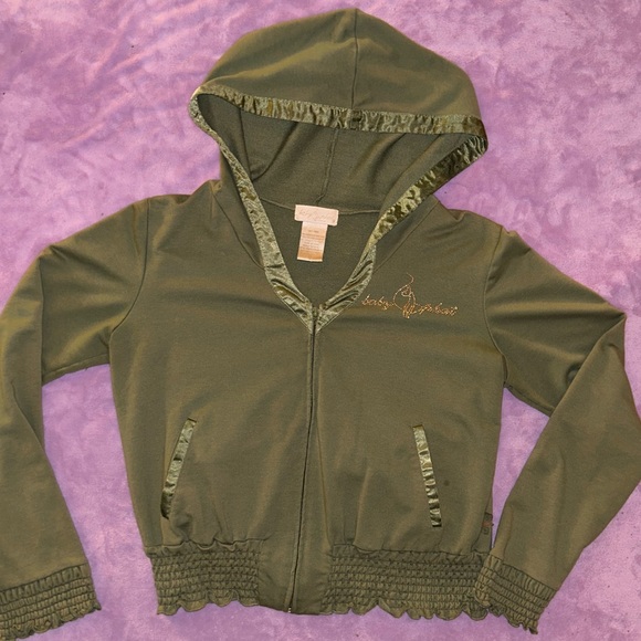 RARE Y2K Baby Phat Green Rhinestone Zip Up Hoodie Jacket - Picture 3 of 15